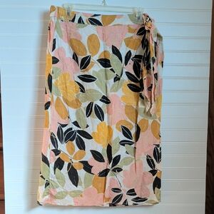 Rachel Zoe Linen Floral Wrap Skirt, Sz. XL